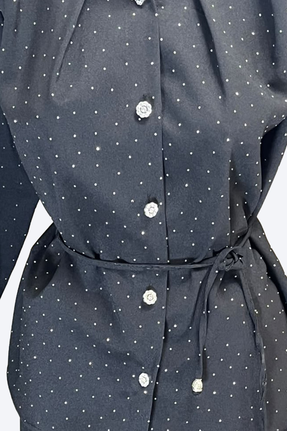 Puantiyeli Taşlı Peplum Kadın Takım 3