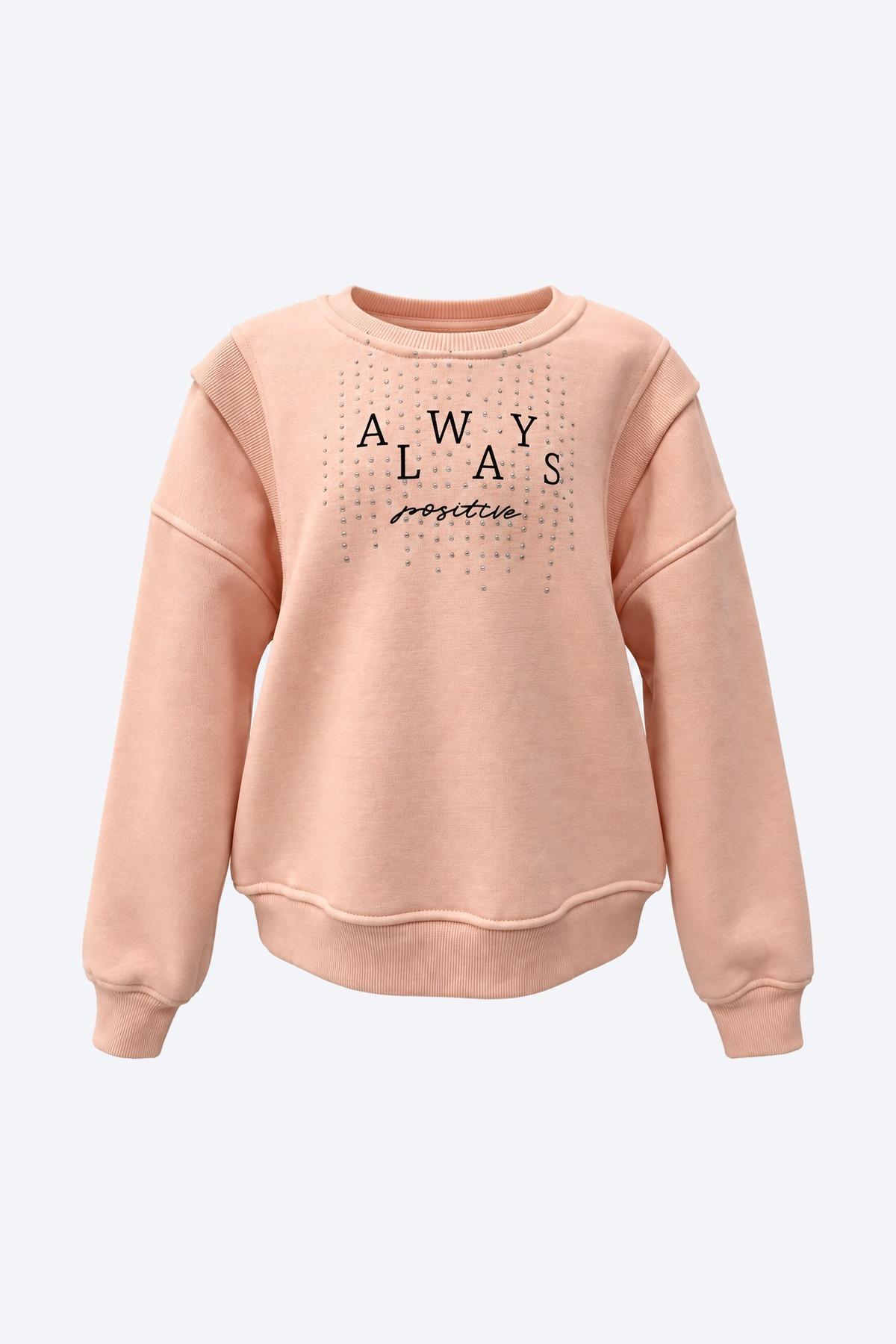 Always Yazılı Taşlı Kız Çocuk Sweatshirt
