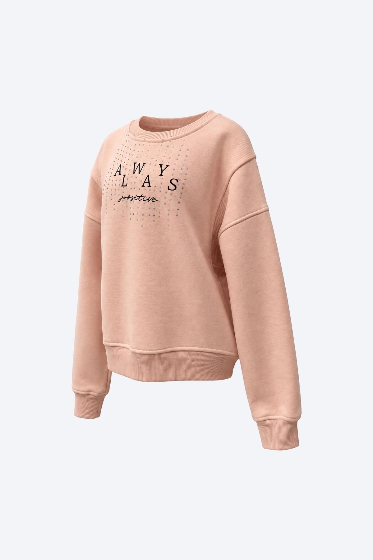 Always Yazılı Taşlı Kız Çocuk Sweatshirt - 2