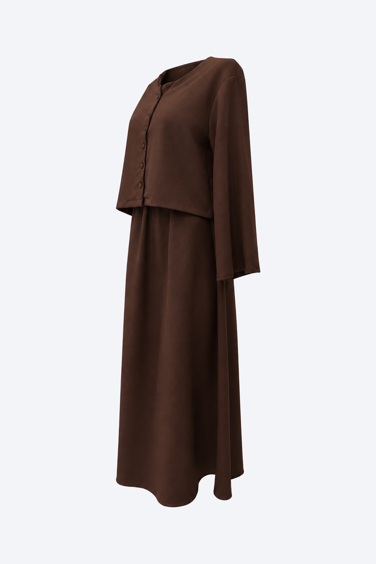 Düğmeli Kısa Ceketli Kloş Etekli Kadın Takım 2