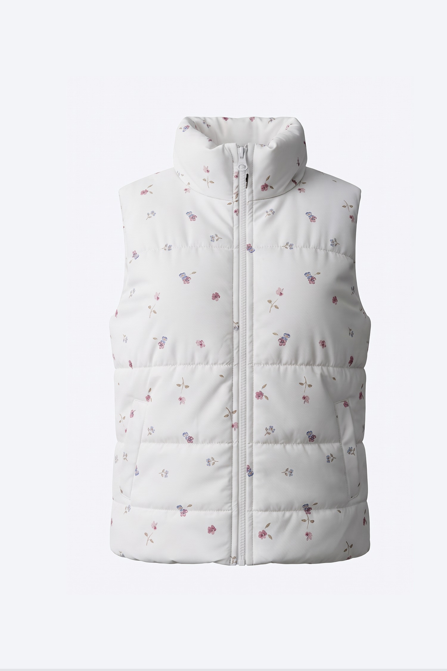 Çiçekli Kapitone Yelekli Sweatshirt Pantolon 3'lü Kız Çocuk Takımı 4