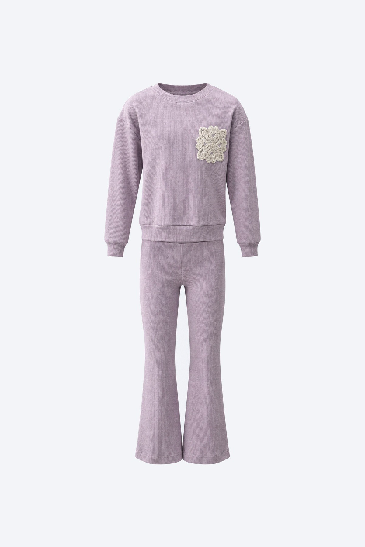 Yamalı Sweatshirt Pantolon Kız Çocuk Takım 1