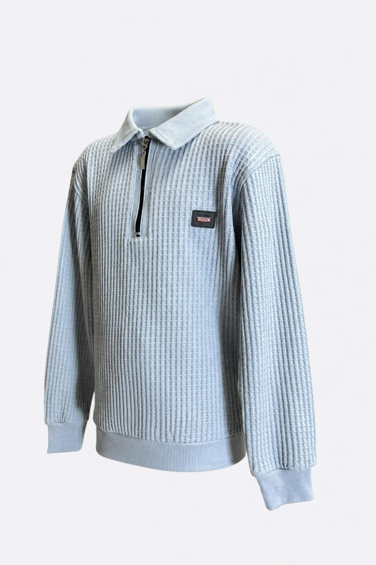 Yarım Fermuarlı Waffle Erkek Çocuk Sweatshirt 2