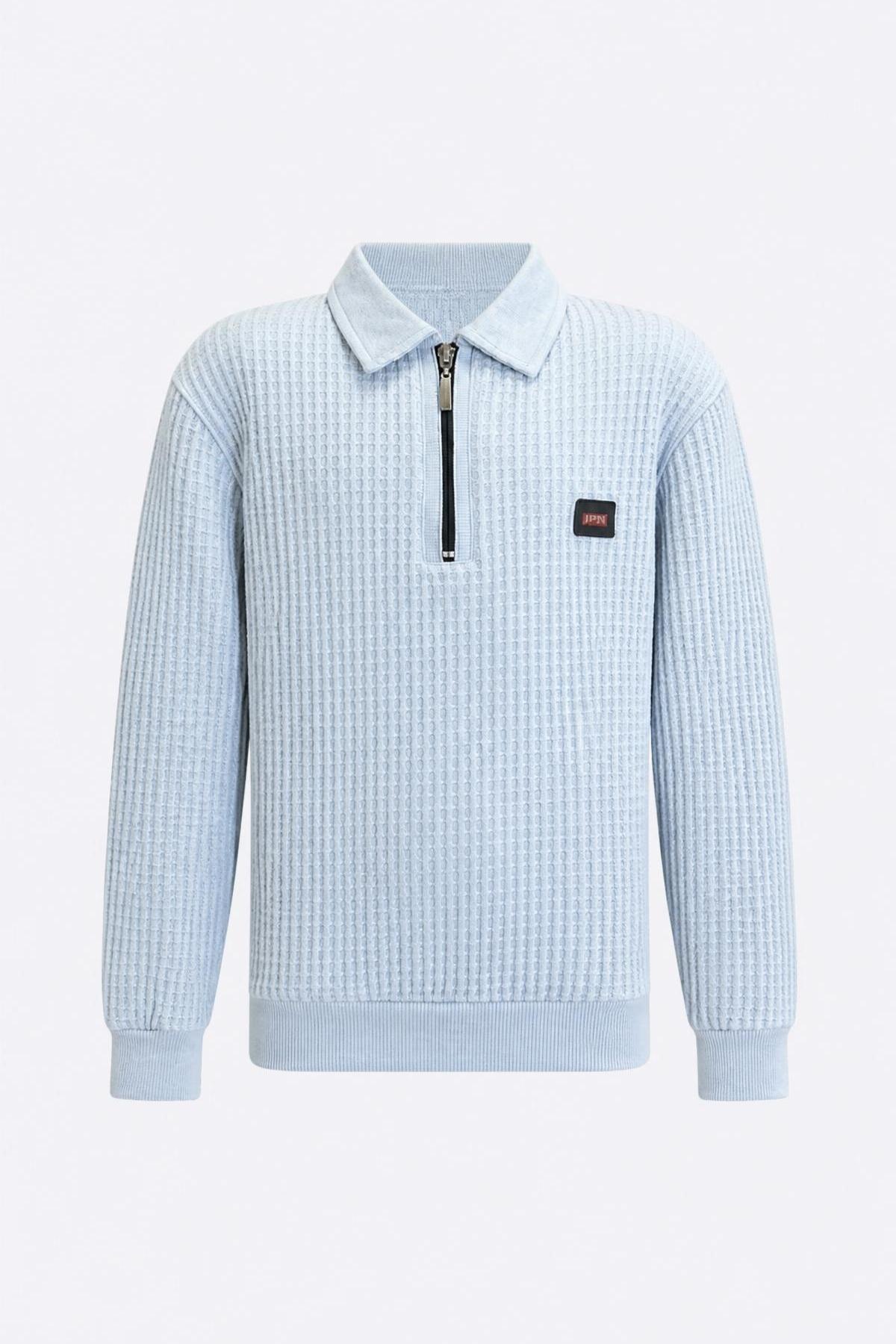Yarım Fermuarlı Waffle Erkek Çocuk Sweatshirt