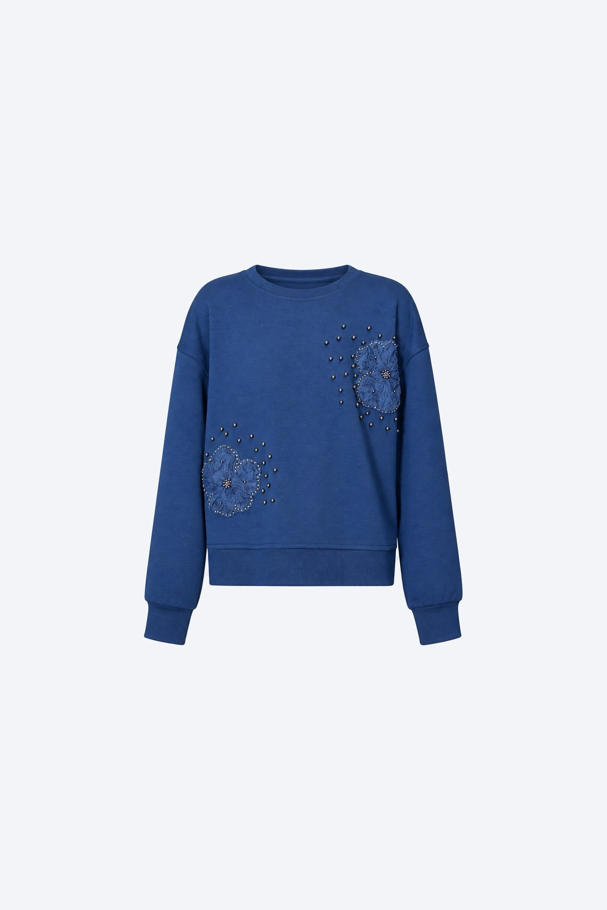 Çiçek Aplikeli Kız Çocuk Sweatshirt 1