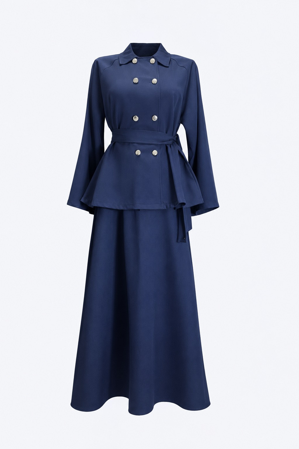 Kuşaklı Kruvaze Peplum Kadın Takım 1