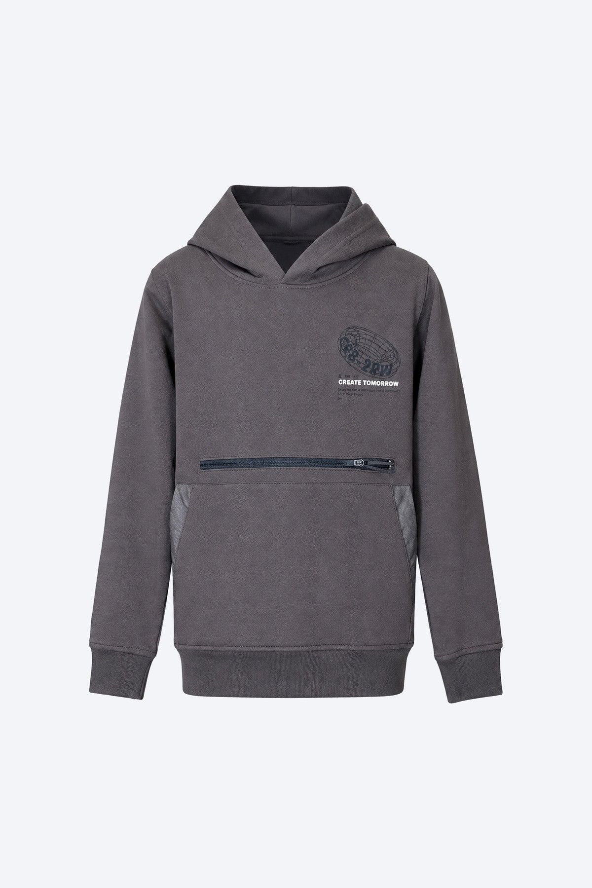 Fermuarlı Cepli Kapüşonlu Erkek Çocuk Sweatshirt 1