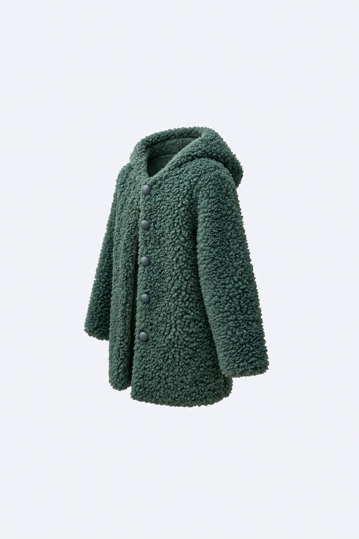 Peluş Kapüşonlu Düğmeli Kız Çocuk Ceket 2