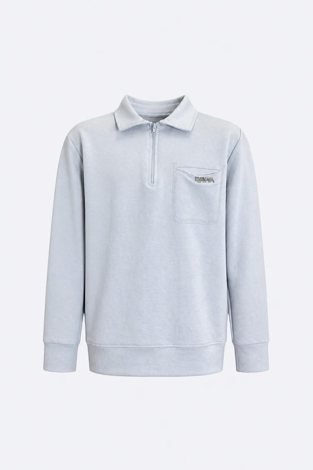 Cepli Yarım Fermuarlı Erkek Çocuk Sweatshirt