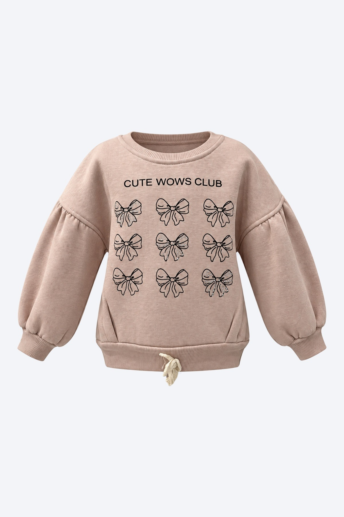Fiyonk Baskılı Balon Kollu Kız Çocuk Sweatshirt 1