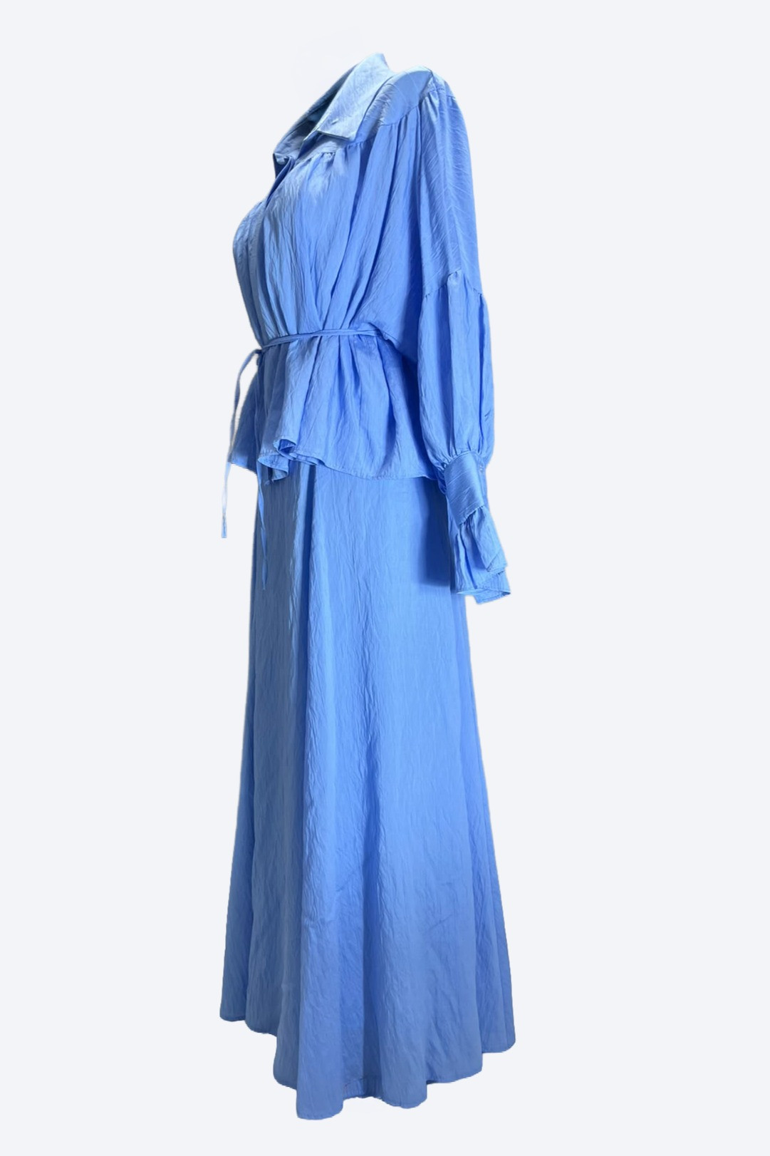 Kuşaklı Peplum Fırfır Kollu Kadın Takım 2