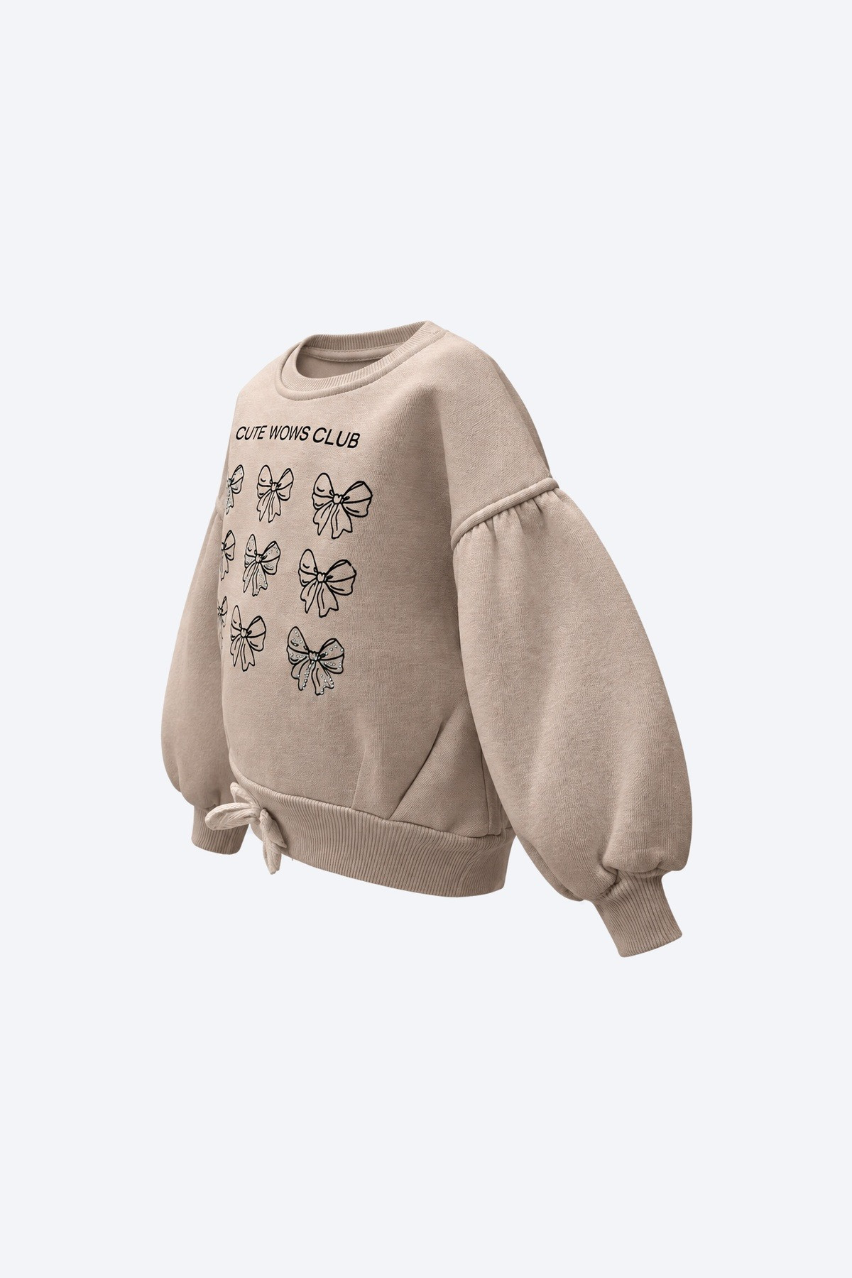 Fiyonk Baskılı Balon Kollu Kız Çocuk Sweatshirt 2