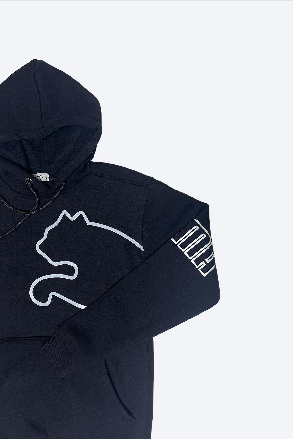 Baskılı Kapüşonlu Erkek Çocuk Sweatshirt - 2